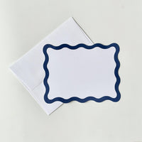 Navy Scallop Edge Flat Note Cards
