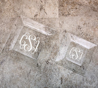 Monogrammed Square Glass Plates