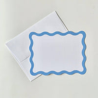 Sky Blue Scallop Edge Flat Note Cards
