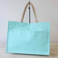 Monogrammed Jute Pocket Tote