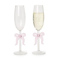Pink Bow Champagne Glasses