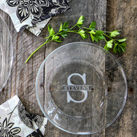 Monogrammed Clear Round Buffet Glass Plates (Set of 4)