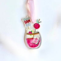 Acrylic Crack Dot Bam Cocktail Glass Ornament