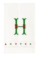 Monogrammed Red & Green Swiss Dot Guest Towels