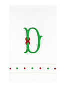 Monogrammed Red & Green Swiss Dot Guest Towels