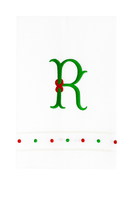 Monogrammed Red & Green Swiss Dot Guest Towels
