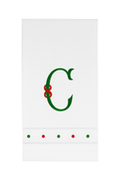 Monogrammed Red & Green Swiss Dot Guest Towels