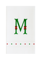 Monogrammed Red & Green Swiss Dot Guest Towels