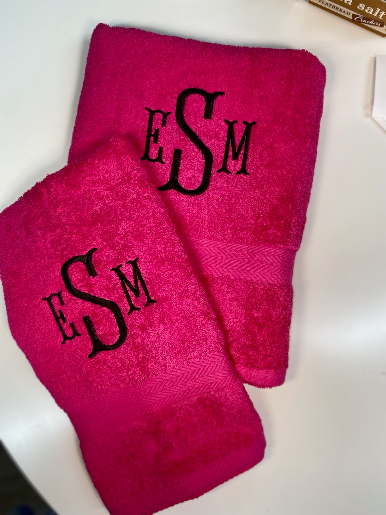 Luxury Cotton Monogrammed 8 Piece Towel Set - 5 Colors Available