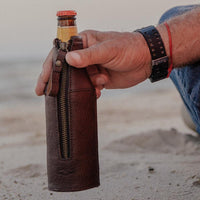 Monogrammed Campaign Leather Bottle Hugger