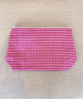 Monogrammed Silk Check Cosmetic Bag
