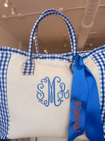 Monogrammed Gingham Weekender Tote