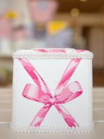 Pink & White Bow Waste Basket and Tissue Set