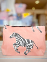 Peach Zebra Cosmetic Bag