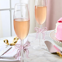 Pink Bow Champagne Glasses