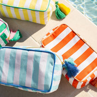 Orange Cabana Stripe Cosmetic Bag
