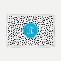 Monogrammed White Cheetah Lucite Serving Tray
