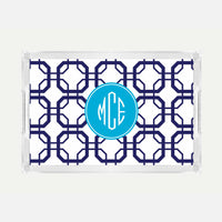 Monogrammed Navy Abbott Lucite Serving Tray