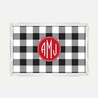 Monogrammed Buffalo Check Lucite Serving Tray