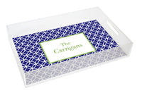 Monogrammed Navy Clover Lucite Serving Tray