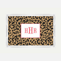 Monogrammed Leopard Lucite Serving Tray