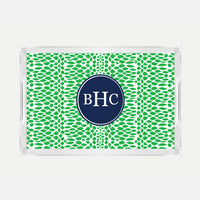 Monogrammed Green Reptile Lucite Serving Tray