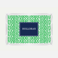 Monogrammed Green Reptile Lucite Serving Tray