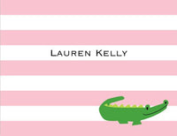 Stripe Alligator Pink Foldover Note