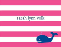Stripe Whale Raspberry Foldover Note