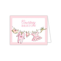 Handpainted Baby Clothesline Folded Note