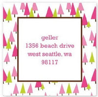 Holiday Trees Pink Stickers