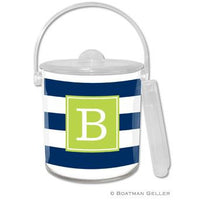 Awning Stripe Monogrammed Lucite Ice Bucket