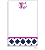 Personalized Navy Ikat Modern Notepad