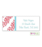 Coral Stripe Modern Address Labels