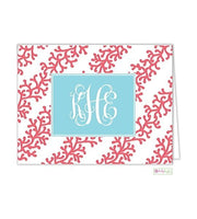 Coral Stripe Modern Folded Notes