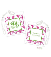 Personalized Pink Damask Modern Bag Tags