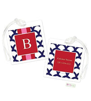 Personalized Navy Shells w/ Stripe Modern Bag Tags