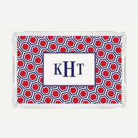 Monogrammed Red Honeycomb Lucite Serving Tray