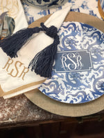 Imperial Blue Monogrammed Melamine Plate