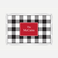 Monogrammed Buffalo Check Lucite Serving Tray