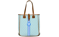 Monogrammed Nantucket Tote- Spearmint Ikat