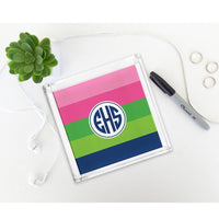 Boatman Geller Bold Stripe Pink, Green & Navy Petite Lucite Tray