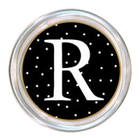 Monogrammed Black & White Tiny Dot Coaster