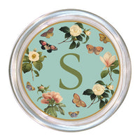 Monogrammed Floral on Aqua Coaster