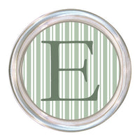 Monogrammed Sage Stripe Coaster