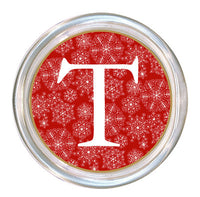 Monogrammed Red Snowflake Coaster