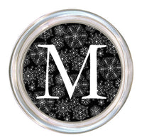 Monogrammed Black Snowflake Coaster