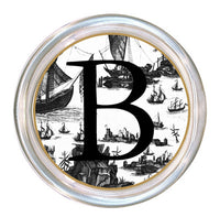 Monogrammed Black Boat Toile Coaster