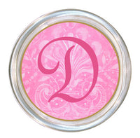 Monogrammed Pink Damask Coaster