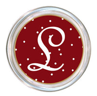 Monogrammed Red Tiny Dot Coaster